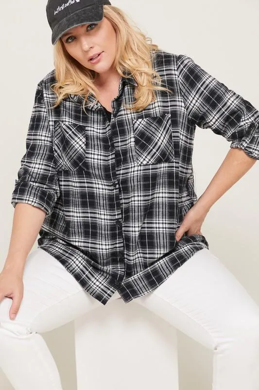 B&W Checkered Flannel Shirt