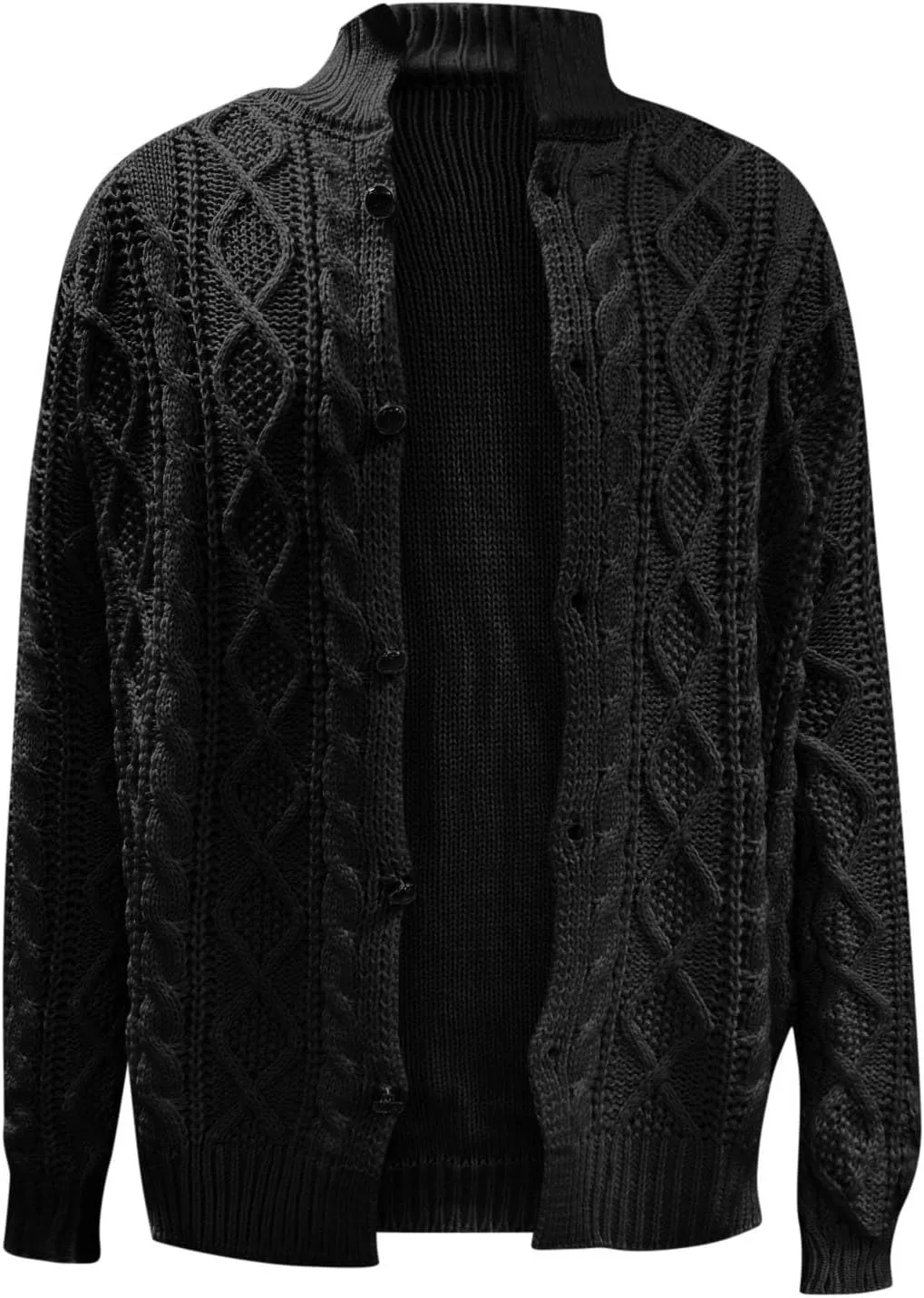 Cable Knit Cardigan for Men Casual Chunky Sweater Coat Long Sleeve Fall Winter Knitted Button Down Sweaters Jacket