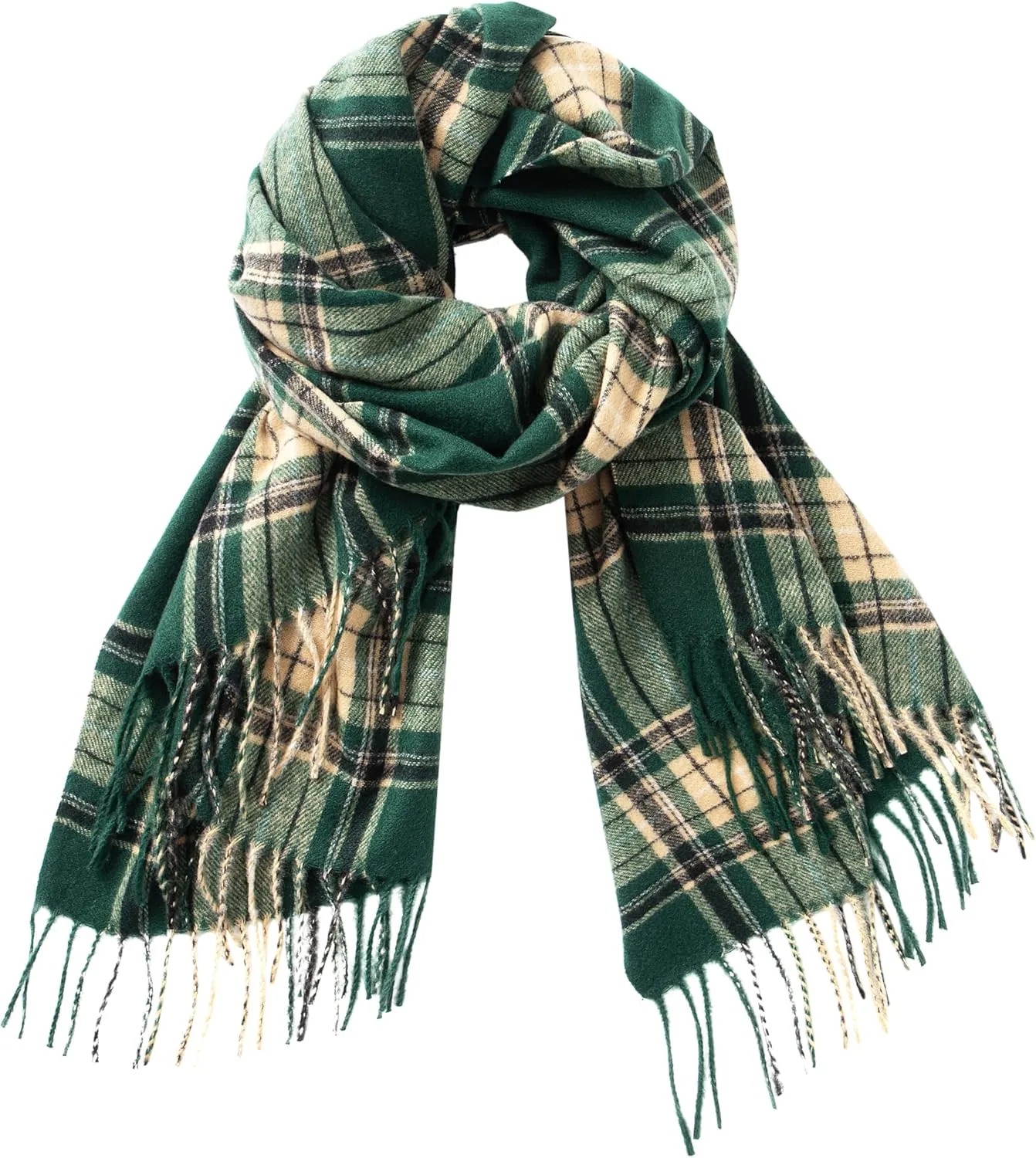 CALVIN & OLIVIA Women's Fall Winter Scarf Thick Classic Plaid Scarf Wrap Warmth Soft Oversized Cashmere Feel Scarves