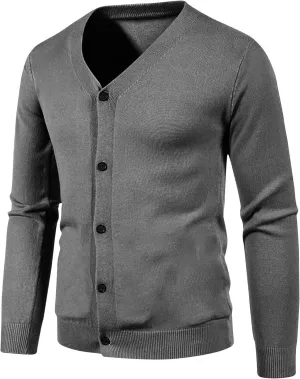 Cardigan Sweaters for Men Lightweight Long Sleeve Sweaters Slim Fit Button Down Sweater Big and Tall Knit Sweater