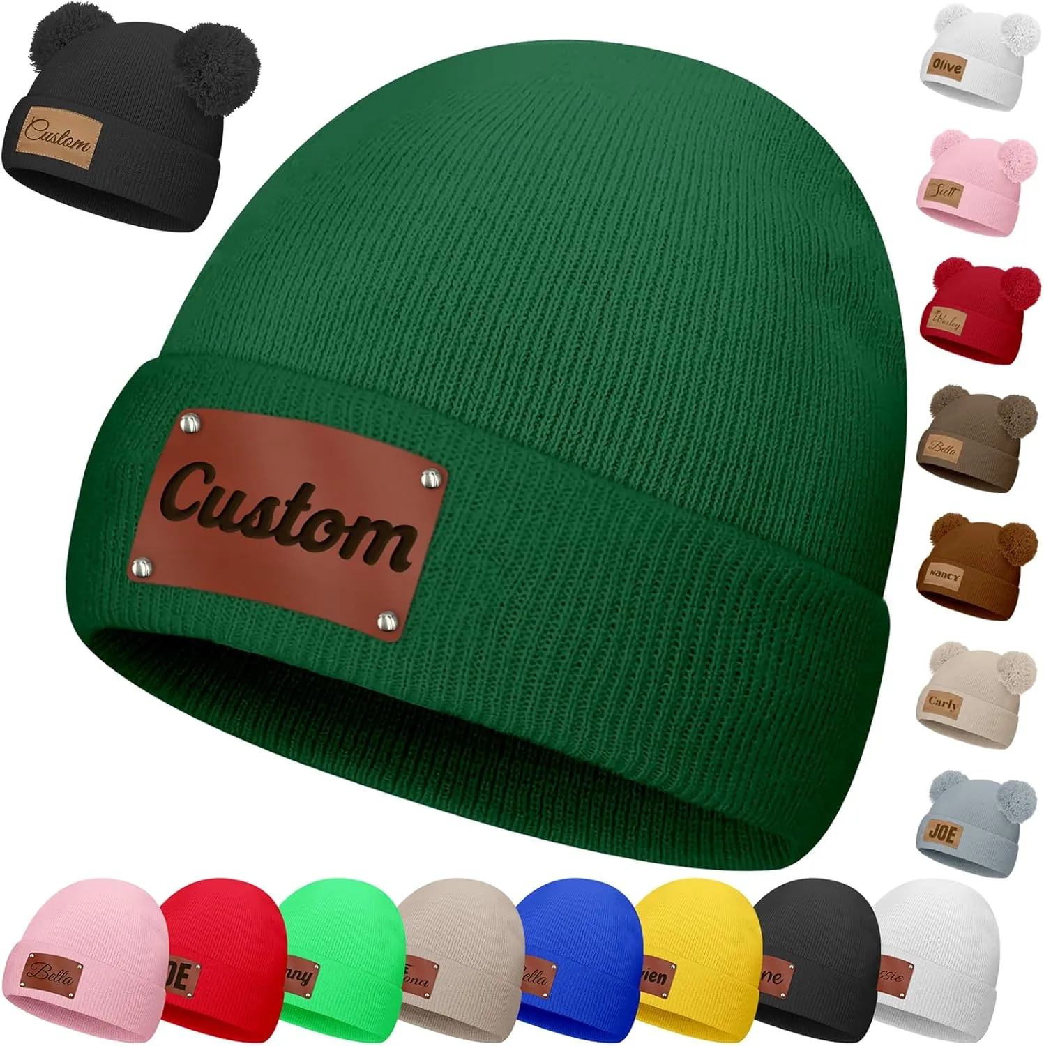 Custom Beanie Hats for Baby Girls Boys Personalized Beanies Name Customized Toddler Knit Winter Hats Gifts Infants Adults