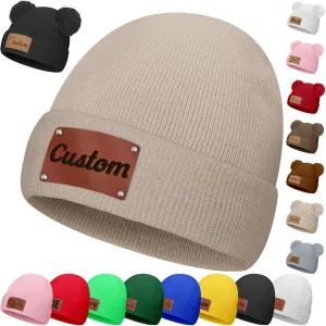 Custom Beanie Hats for Baby Girls Boys Personalized Beanies Name Customized Toddler Knit Winter Hats Gifts Infants Adults