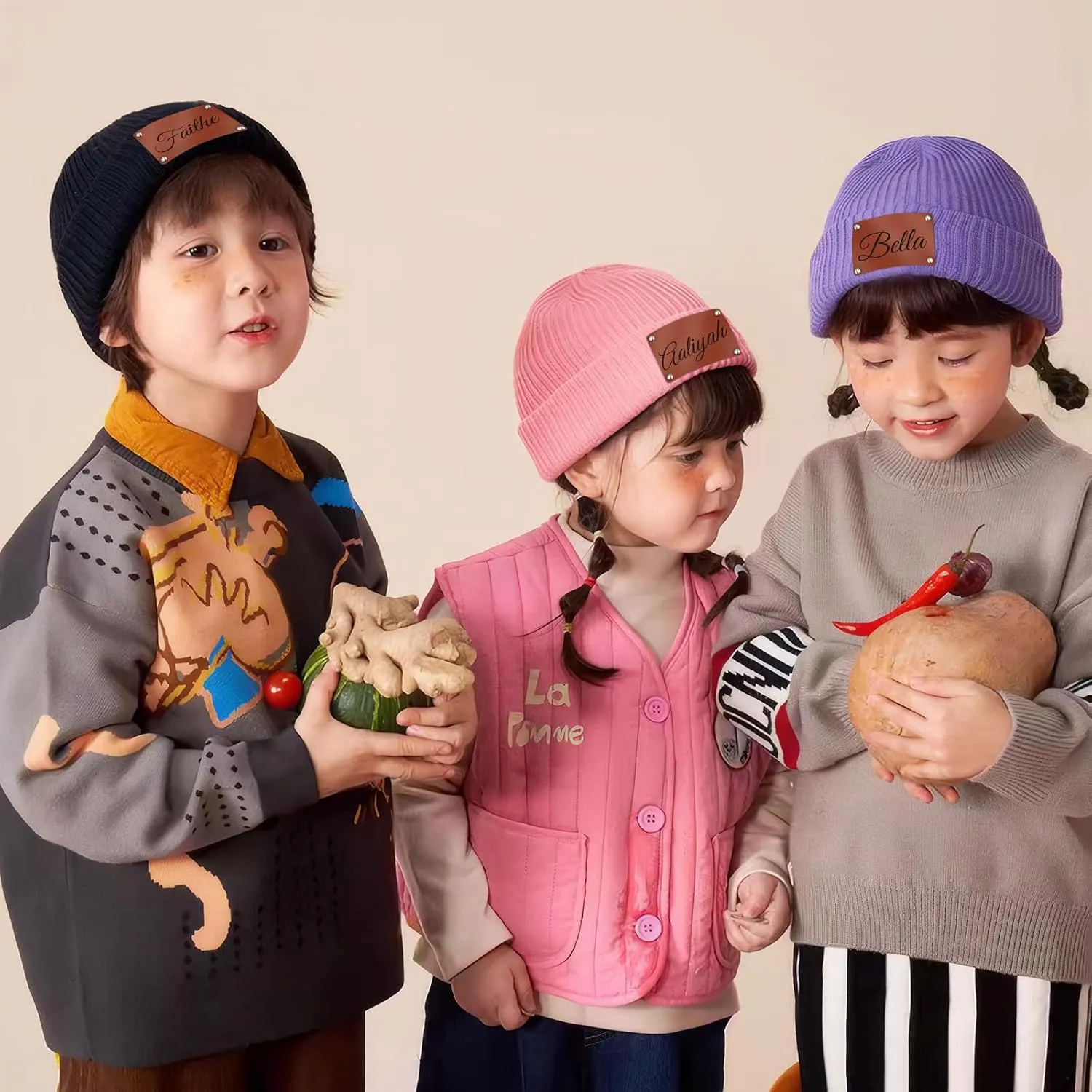 Custom Beanie Hats for Baby Girls Boys Personalized Beanies Name Customized Toddler Knit Winter Hats Gifts Infants Adults