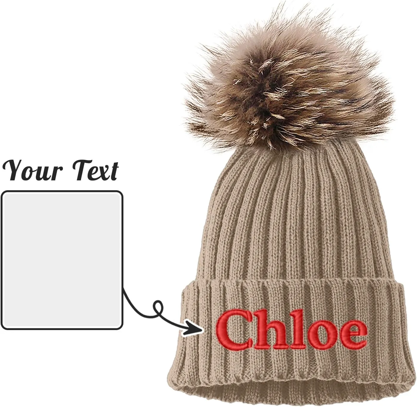 Custom Embroidered Name Winter Toddler Beanies for Boys Girls - Personalized Grey Baby Beanies for Kids Adults