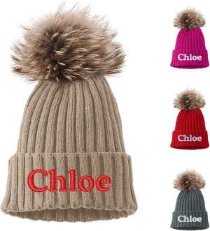 Custom Embroidered Name Winter Toddler Beanies for Boys Girls - Personalized Grey Baby Beanies for Kids Adults