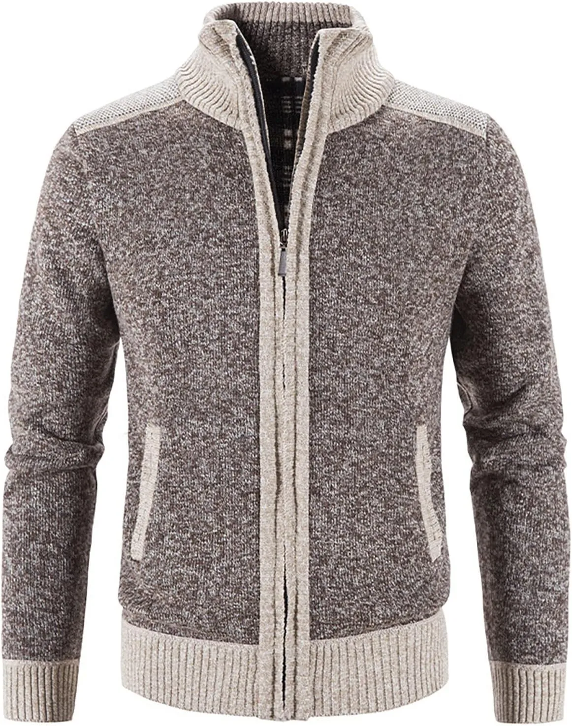 DuDubaby Autumn and Winter Men's Fashion Loose Cardigan Warm Lapel Hooded Jacket Sweater