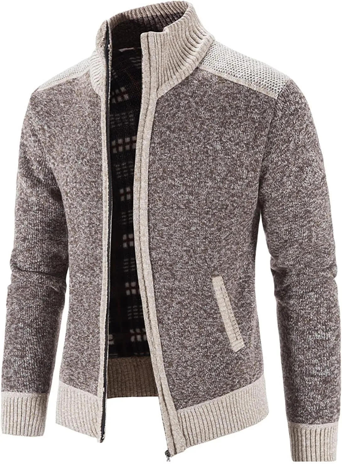 DuDubaby Autumn and Winter Men's Fashion Loose Cardigan Warm Lapel Hooded Jacket Sweater