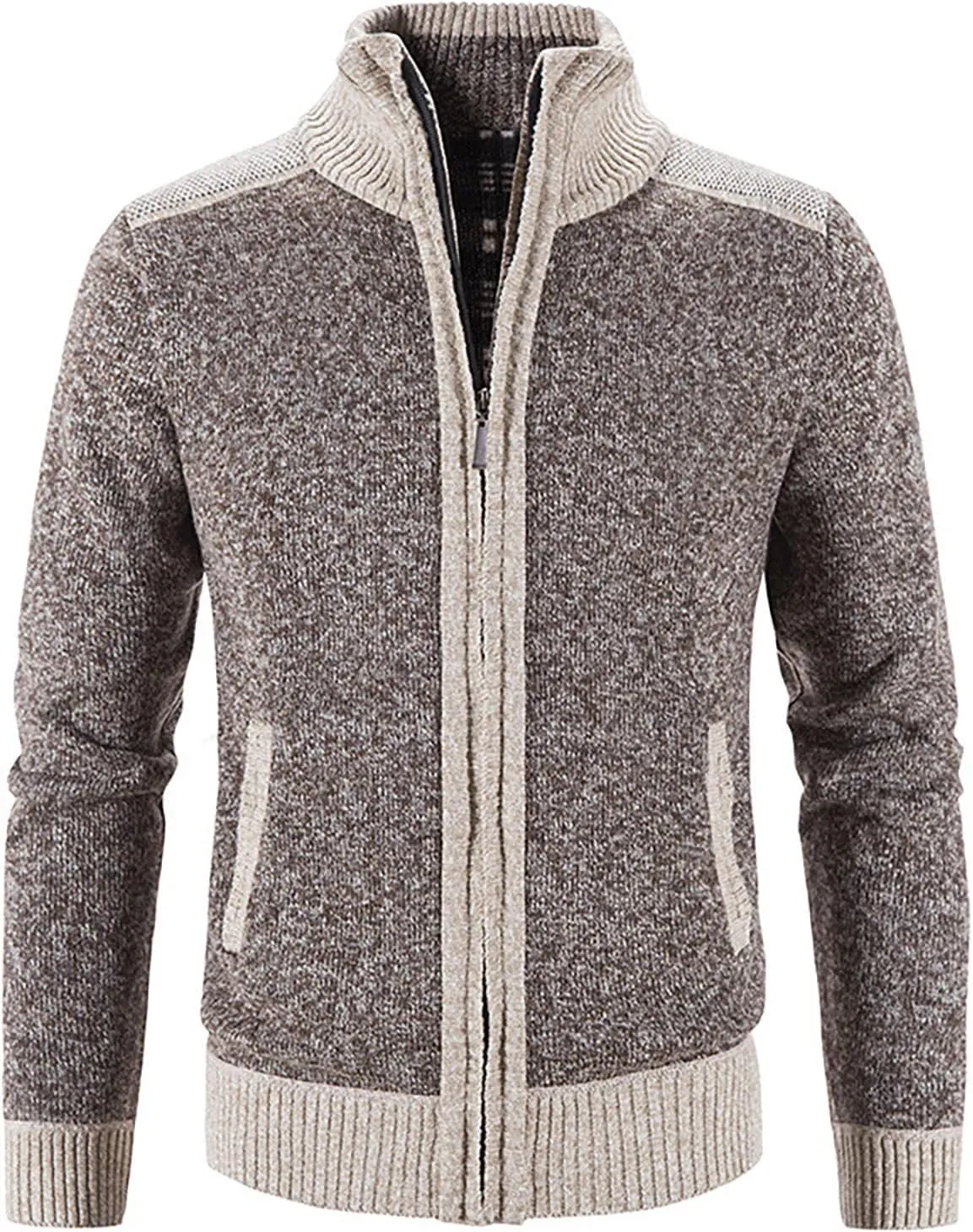 DuDubaby Autumn and Winter Men's Fashion Loose Cardigan Warm Lapel Hooded Jacket Sweater