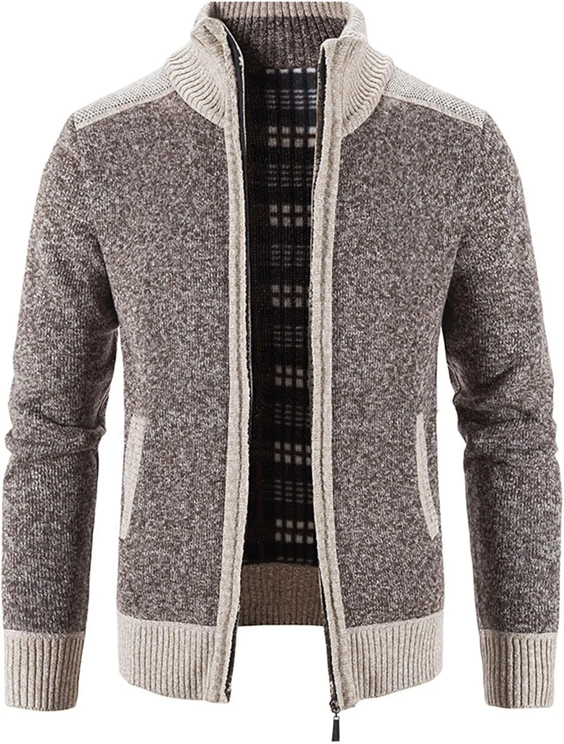 DuDubaby Autumn and Winter Men's Fashion Loose Cardigan Warm Lapel Hooded Jacket Sweater
