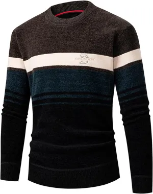 Gray Sweater Coat for Men, Male Winter Plus Velvet Tight Long Sleeve Round Neck Warm Sweater Sweater Coat for Men