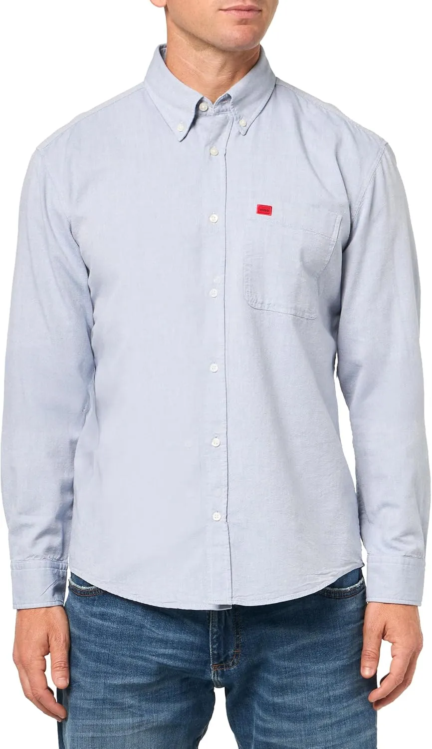 HUGO Men's Slim Fit Long Sleeve Oxford Button Down Shirt