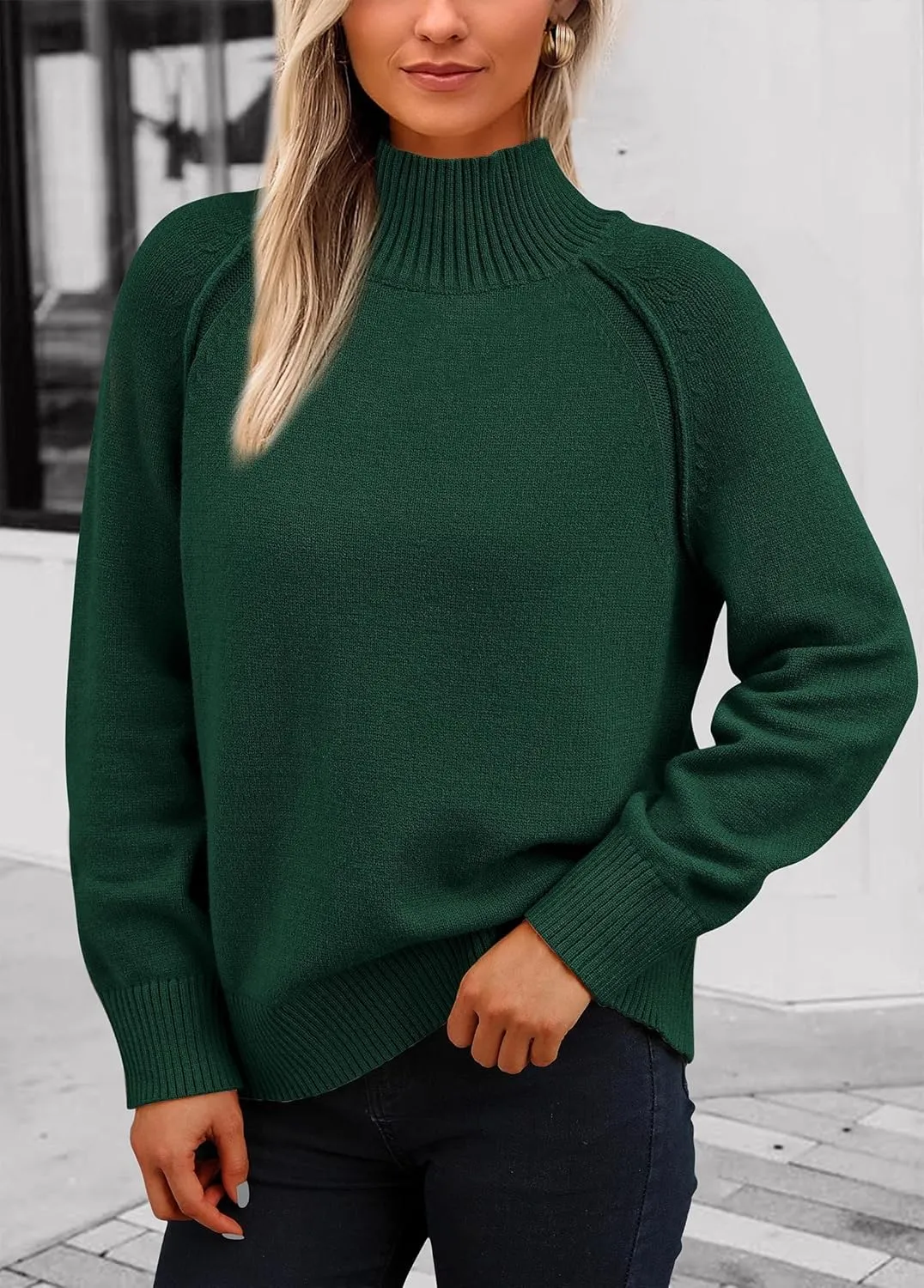 KIRUNDO Womens Fall Sweaters 2025 Trendy Turtleneck Long Sleeve Ribbed Knit Chunky Casual Loose Pullover Sweaters Tops