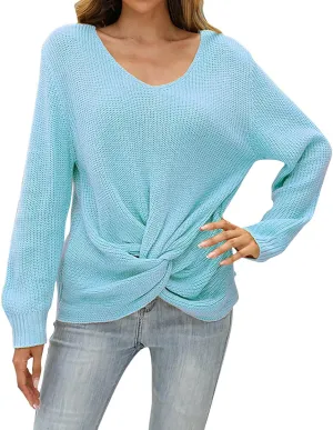 LCMTWX Sweaters for Women Elegant V Neck Bottoming Pullover Loose Sweater Fall Sweaters Round Neck Casual Long Sleeve