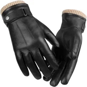 Men Sheepskin Warm Driving Leather Touchscreen Wool Lining Motorcycle Riding Man Winter Gloves