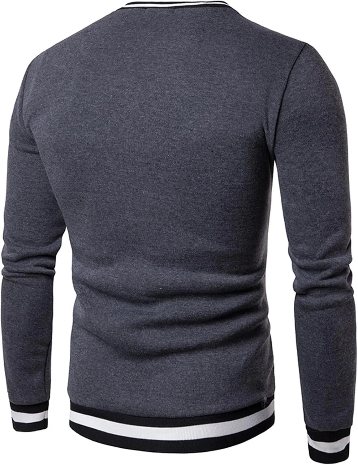 Men's Cotton V Neck Sweater Knitted Color Block Pullover Sweatshirt Casual Long Sleeve Slim Fit Soft Jumper Tops