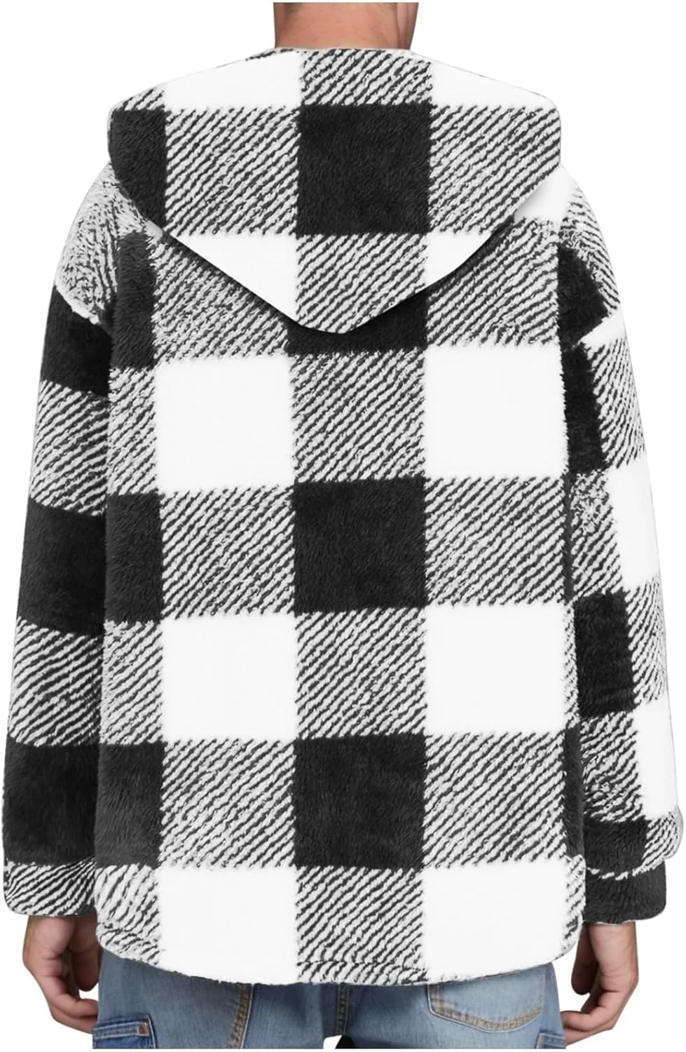 Mens Fleece Fuzzy Jackets Casual Lightweight Hooded Warm Long Sleeve Soft Comfy Fall Winter Coats