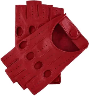 Men's Genuine Sheep Leather Half Finger Driving Cycling Motorbike Exercise and Fitness Fingerless Unlined Gloves
