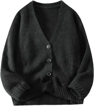 Men's V-Neck Sweater Long Sleeve Button Down Knitted Cardigan Sweaters Men's Casual Cardigan Sweaters