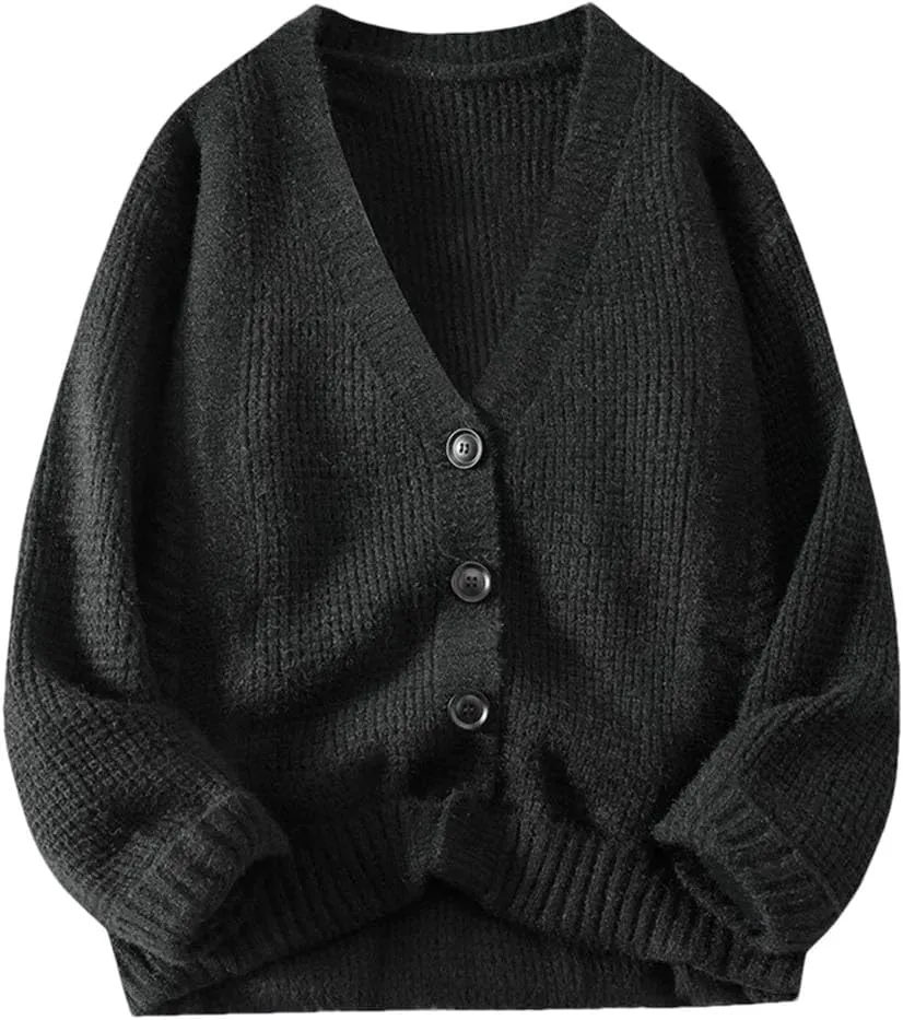Men's V-Neck Sweater Long Sleeve Button Down Knitted Cardigan Sweaters Men's Casual Cardigan Sweaters