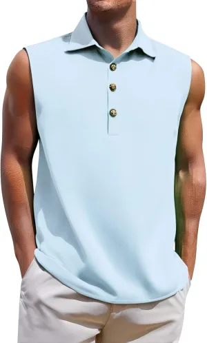 Sleeveless Beach Shirts for Men Stylish Button Up Tank Tops Summer Casual Lapel Collared Big and Tall Lapel Vest Shirt