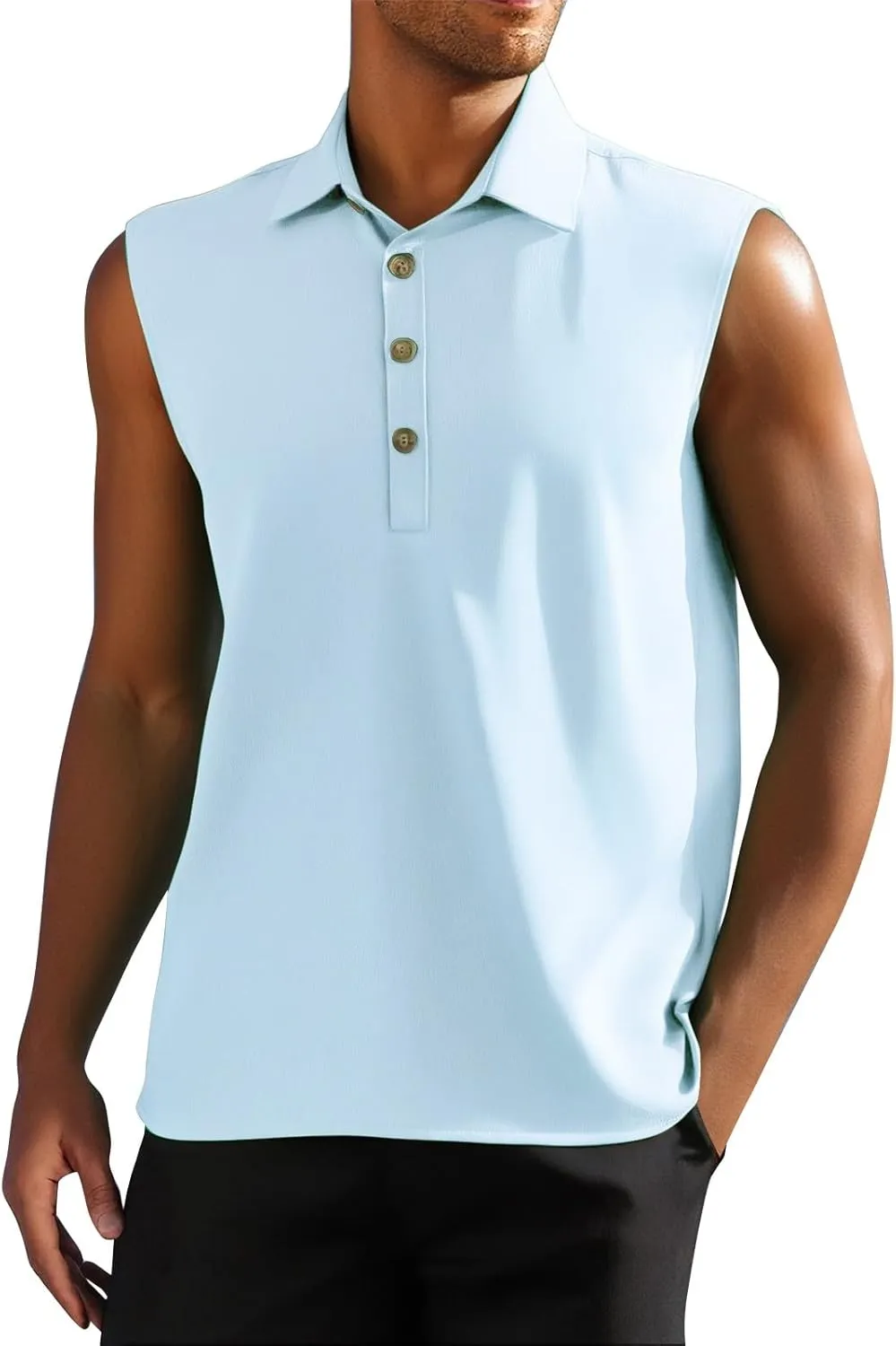 Sleeveless Beach Shirts for Men Stylish Button Up Tank Tops Summer Casual Lapel Collared Big and Tall Lapel Vest Shirt