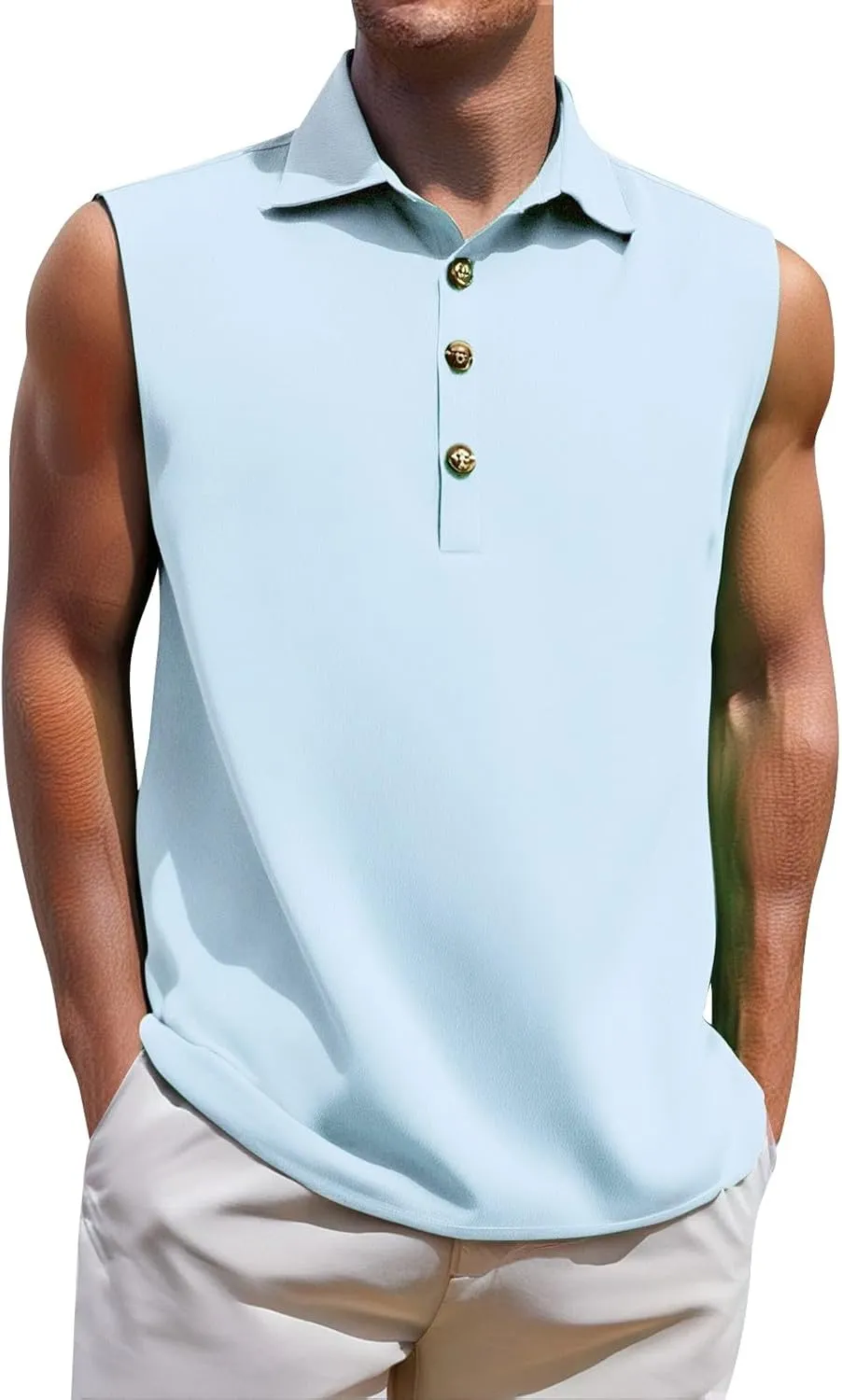 Sleeveless Beach Shirts for Men Stylish Button Up Tank Tops Summer Casual Lapel Collared Big and Tall Lapel Vest Shirt