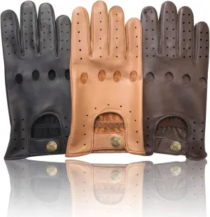 Ultimate Mens Real Soft Premium and Comfortable Leather Slim Fit Retro Style Classic Dress Fashion Driving Gloves 502 (502 Brown, M)