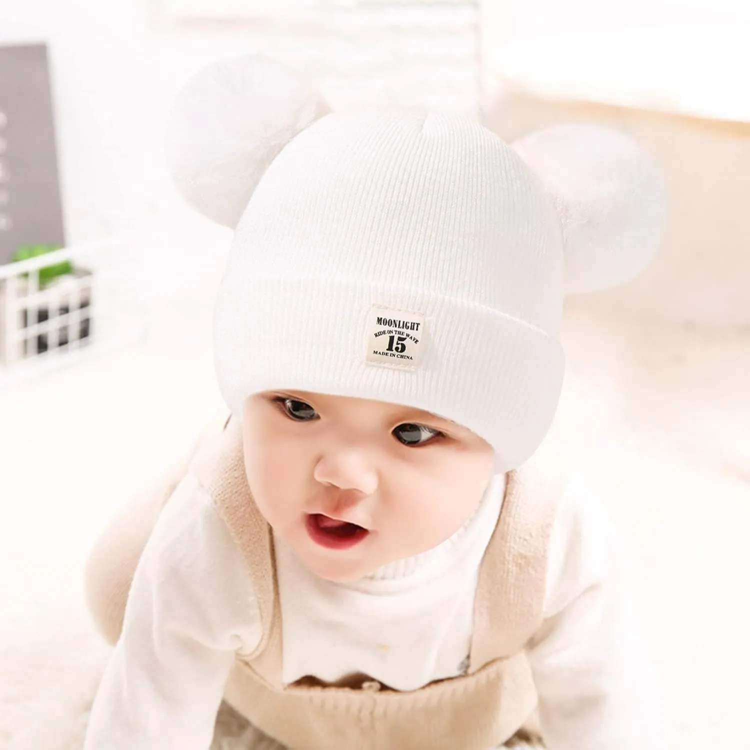 Unisex Baby Fleece Hat Winter Baby Hat for Boys and Girls Cold-Weather Infant Knit Cap with Pompom