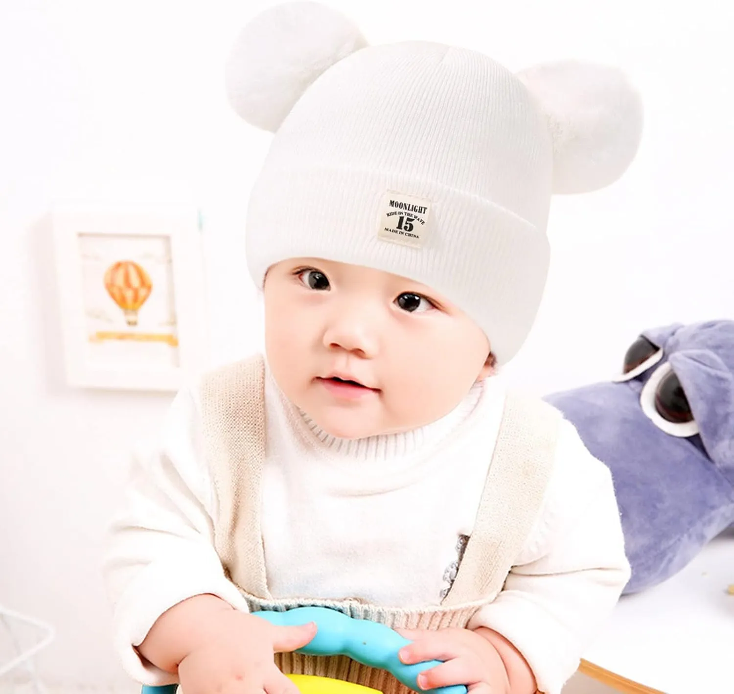Unisex Baby Fleece Hat Winter Baby Hat for Boys and Girls Cold-Weather Infant Knit Cap with Pompom