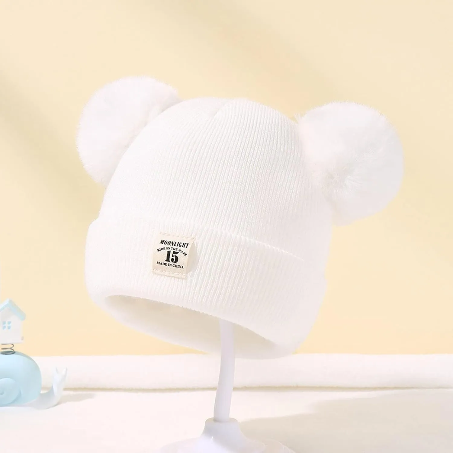 Unisex Baby Fleece Hat Winter Baby Hat for Boys and Girls Cold-Weather Infant Knit Cap with Pompom