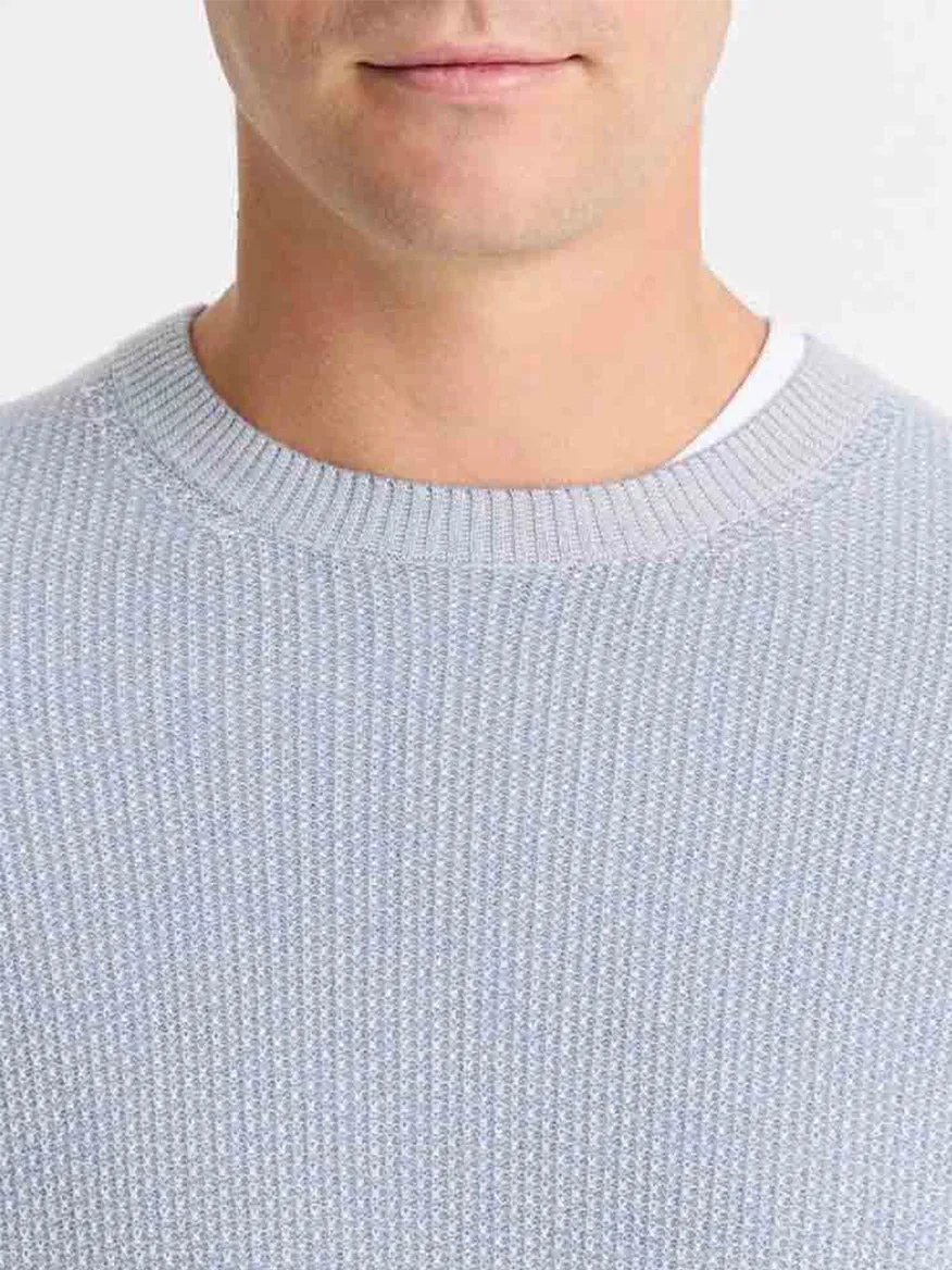 Vince Geo-Jacquard Wool-Blend Crew Neck Sweater in Blue Hour/Classic Cream
