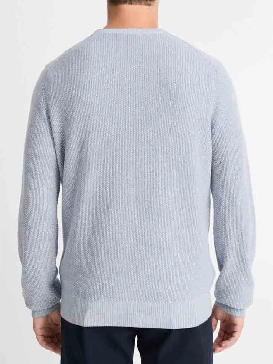 Vince Geo-Jacquard Wool-Blend Crew Neck Sweater in Blue Hour/Classic Cream