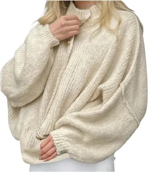Womens Button Up Sweaters Long Sleeve Open Front Chunky Knit Cardigan Sweaters Spring Fall Trendy Outfits