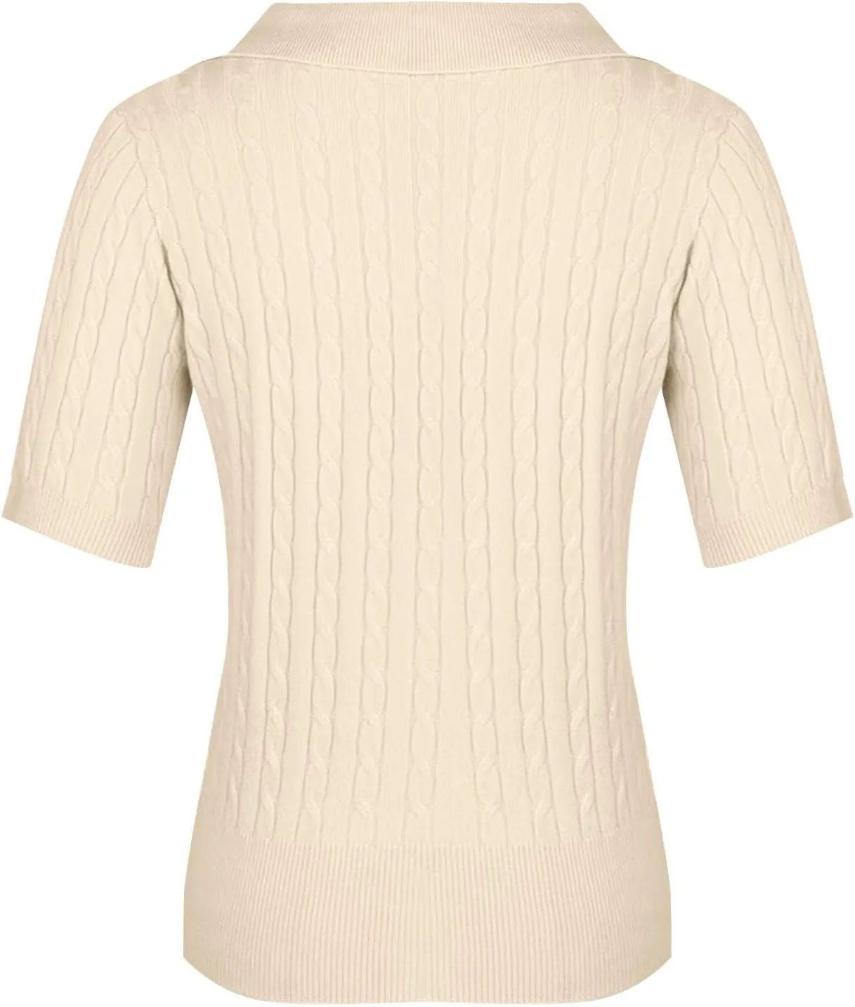 Womens Cable Knit Sweaters Long Sleeve V Neck Sweater Tops Casual Pullover Polo Shirts 2024 Fall Fashion Outfits