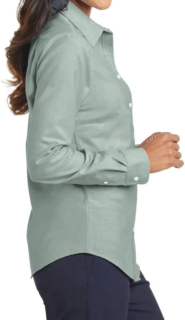 Women's Long Sleeve Wrinkle Free SuperPro Oxford Open Collar Shirt