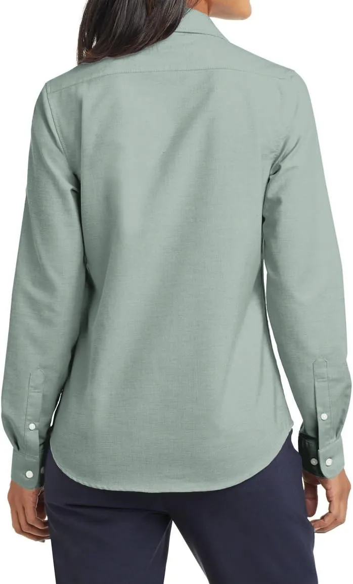 Women's Long Sleeve Wrinkle Free SuperPro Oxford Open Collar Shirt