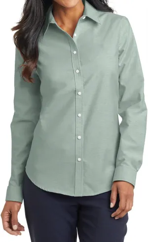 Women's Long Sleeve Wrinkle Free SuperPro Oxford Open Collar Shirt