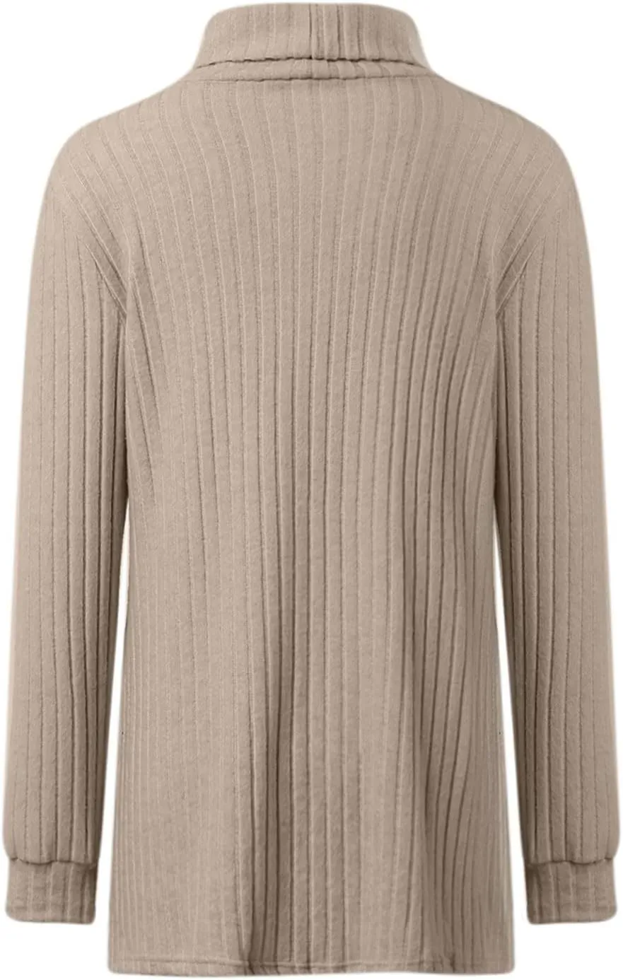 Womens Tunic Tops Turtleneck Long Sleeve Shirts Oversized Fall Sweaters Side Split High Low Hemline