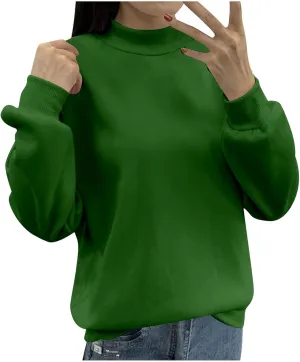 Womens Winter Warm Slim Lightweight Solid Sweatshirts Long Sleeve Crewneck Pullovers Daily Home Outdoor Workout Hoodies