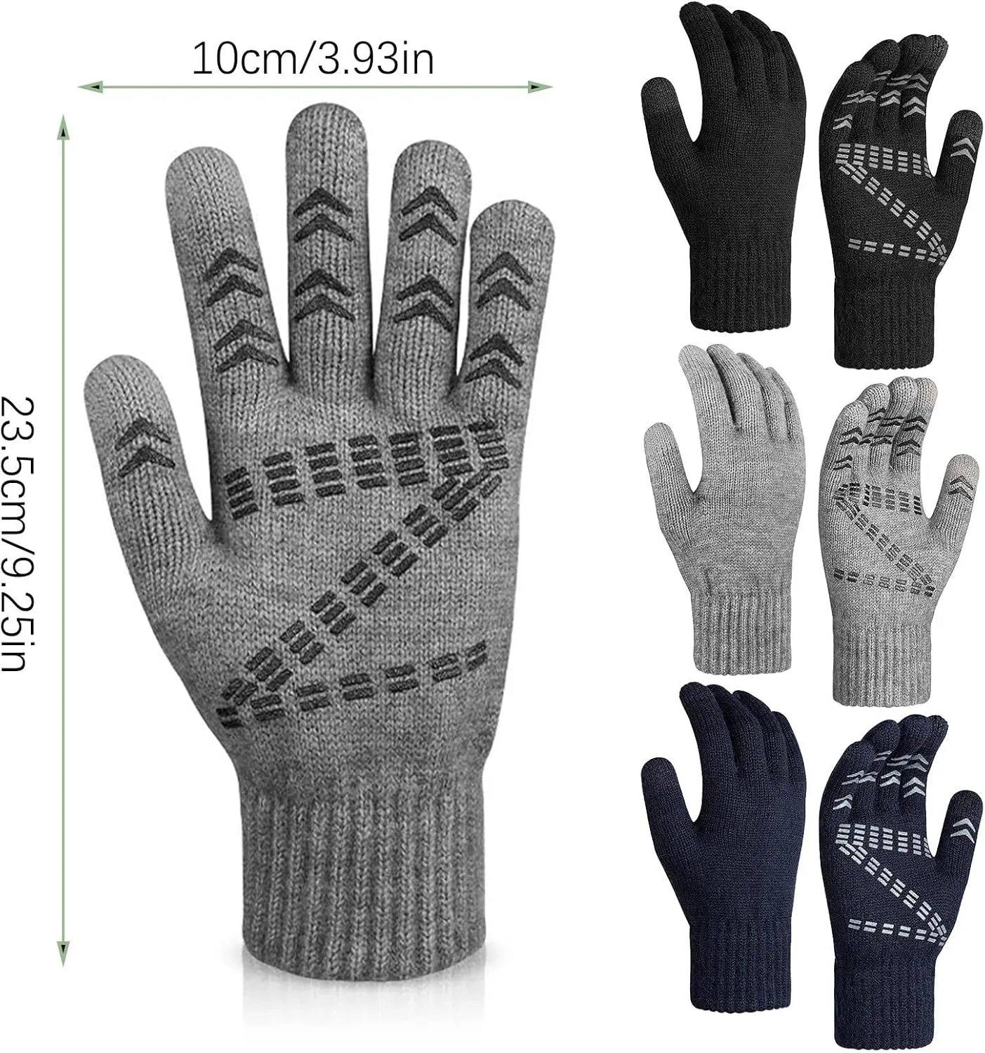 YOLAI Men's Winter Warm Touchscreen Gloves Cable Knit Lined Touchscreen Texting Gloves for Men Cold Weather