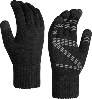 YOLAI Men's Winter Warm Touchscreen Gloves Cable Knit Lined Touchscreen Texting Gloves for Men Cold Weather