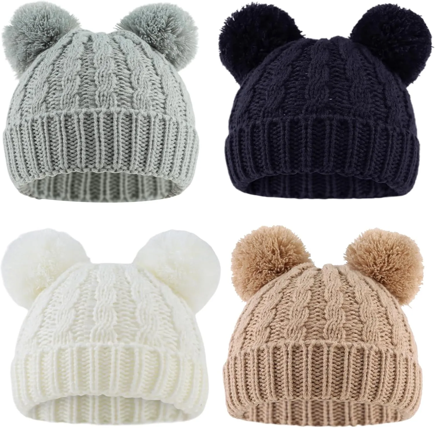 Yuoahcn Baby Girl Beanie Winter Baby Boy Hat with Pom pom Warm Infant Knitted Hats Toddler Kid Beanies