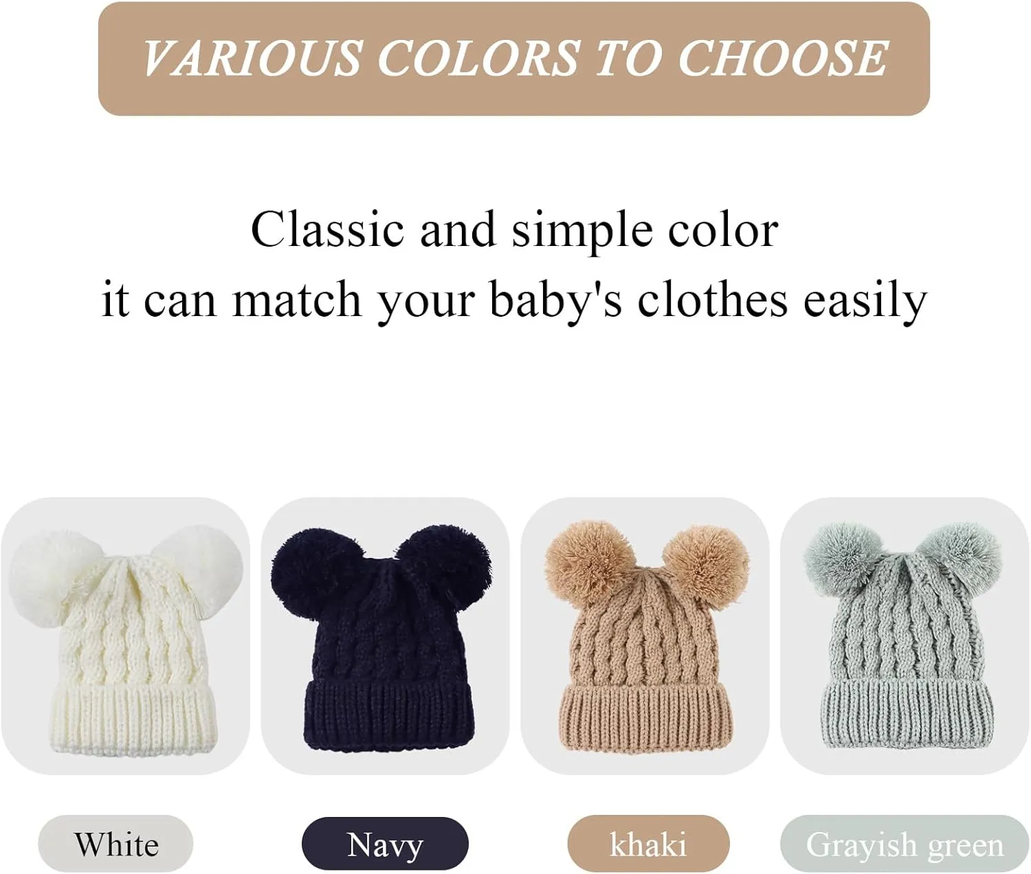 Yuoahcn Baby Girl Beanie Winter Baby Boy Hat with Pom pom Warm Infant Knitted Hats Toddler Kid Beanies