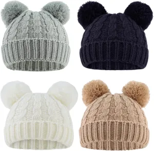 Yuoahcn Baby Girl Beanie Winter Baby Boy Hat with Pom pom Warm Infant Knitted Hats Toddler Kid Beanies